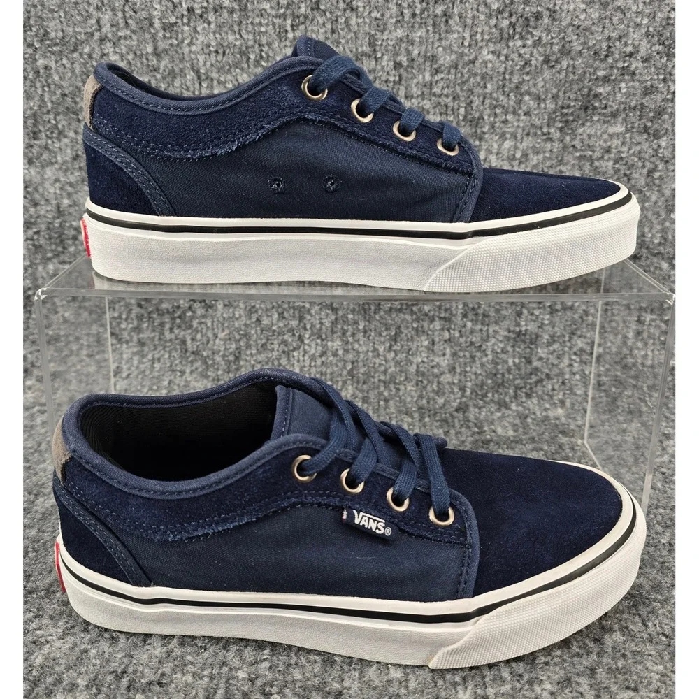 Vans Skate Chukka Low Pro Sneakers Kids Sz 3.5 Navy Suede Canvas Shoes School